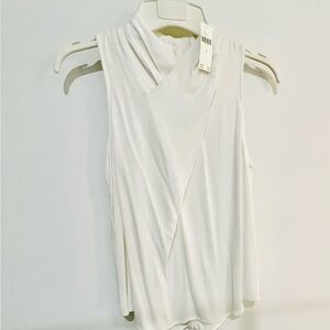 Anthropologie Viscose Ivory Draped Sleeveless Top sz 8 Medium